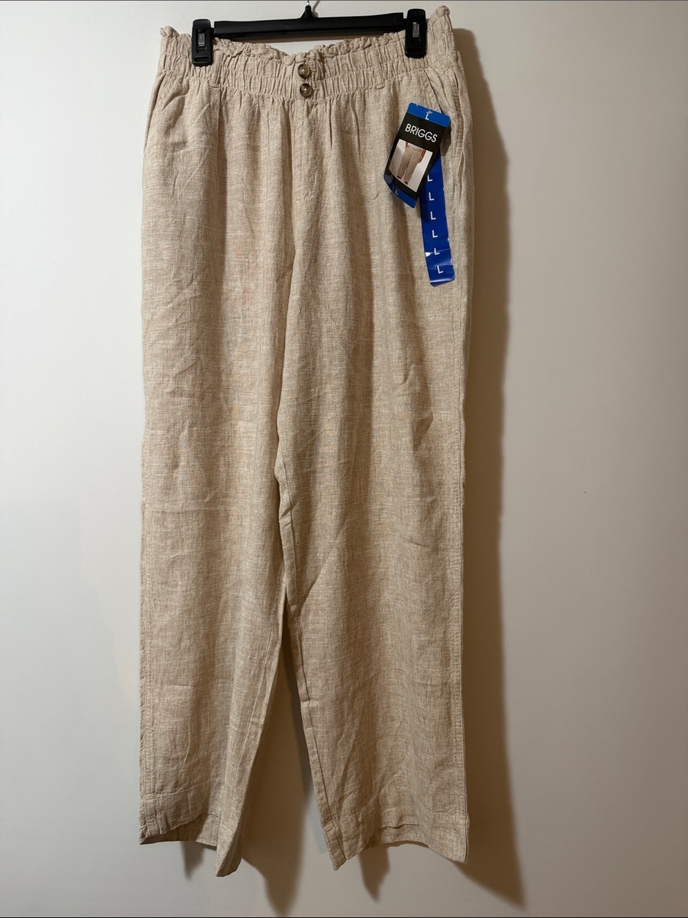 Women’s Beige Linen-Blend Pants - Casual Relaxed Fit